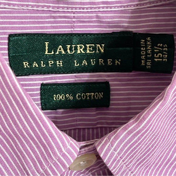 Men’s Lauren Ralph Lauren Long Sleeve Bottom Down Shirt Stripes Size 15.5 34/35 - Picture 4 of 10
